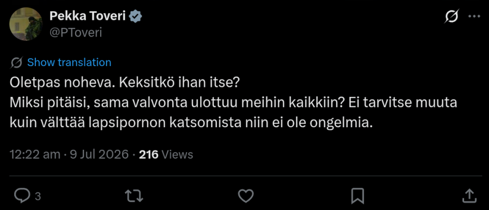 Kuvakaappaus: Just don't watch child porn