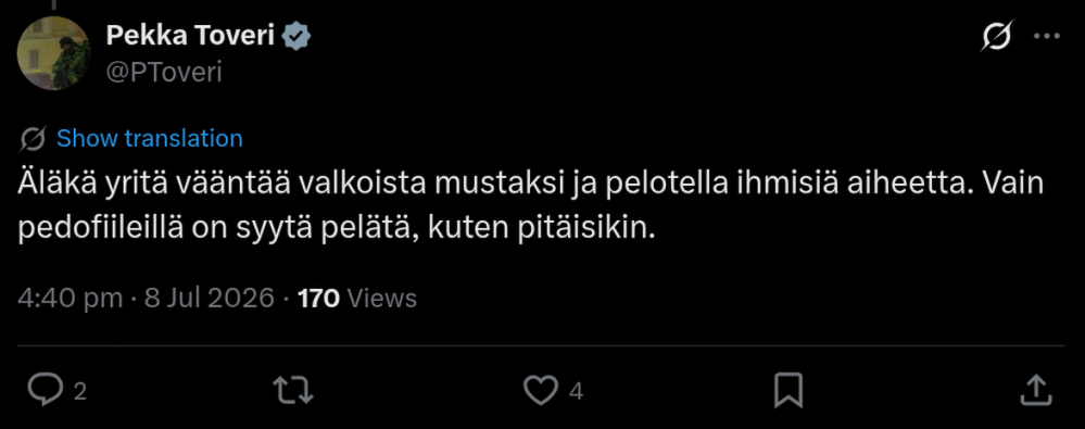 Kuvakaappaus: Pedophile if scared